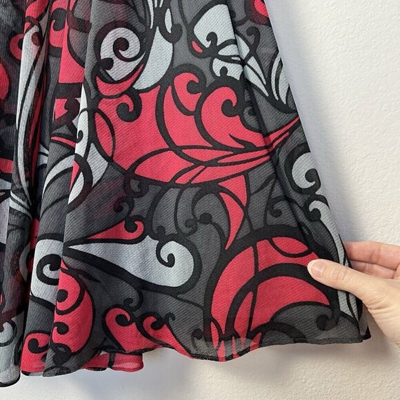 Y2K Babydoll Midi Dress Maximalist Colorful Print With Braided Straps Size 6 - Picture 3 of 10